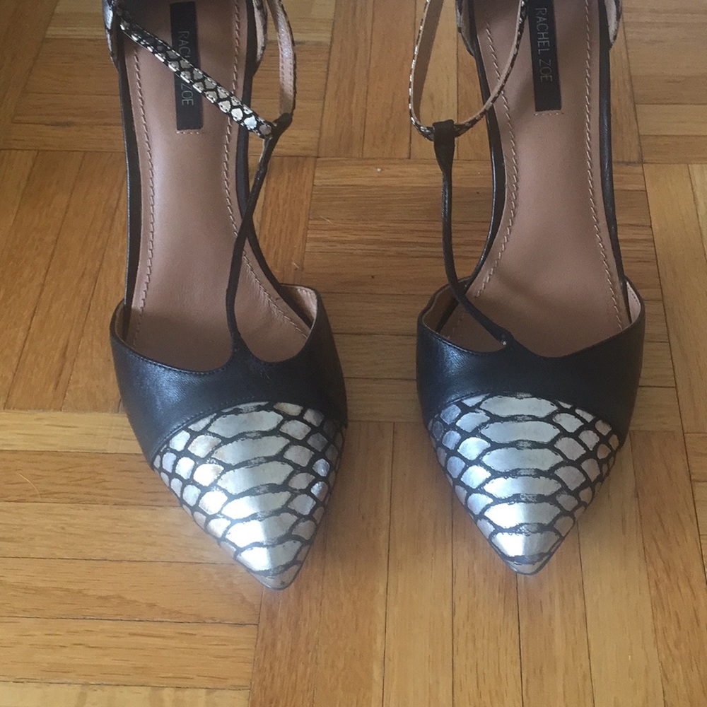 Rachel Zoe Metallic T-strap heels Sold Out 8.5